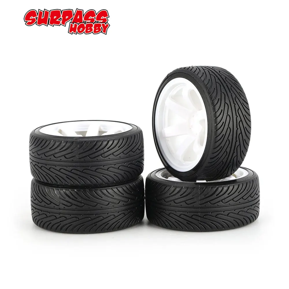 

4pcs 64mm Hard Plastic Rim Tyre Tire Wheel for 1/10 RC Drift Car Model HSP HPI Component Spare Parts Accessories