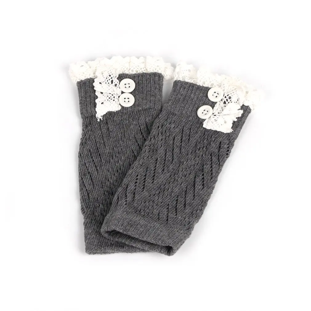 European American Fashion Comfortable Kids Baby Girl Crochet Knitted Lace Boot Cuffs Toppers Leg Warmer Socks Baby Leg Warmers - Цвет: dark gray