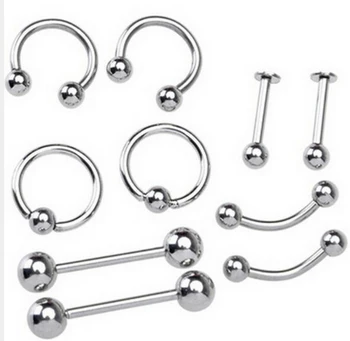 

50pcs Free Shippment Surgical Steel Nose Ring Lip Ring Nipple/Eyebrow Tongue Bar Body Piercing earring tragus ring