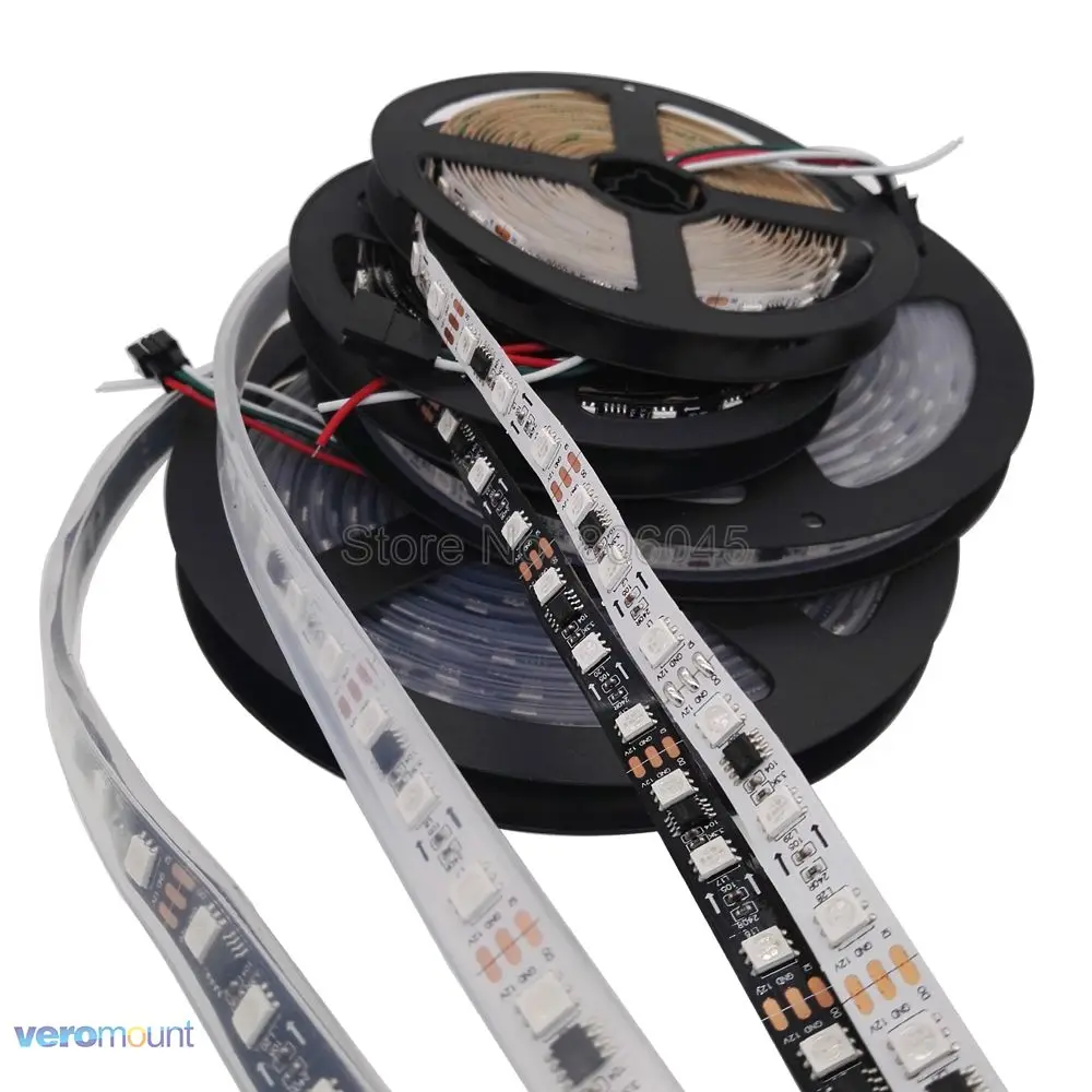 Светодиодная лента WS2811 5050 SMD RGB 2811 5 м 12 В Пиксельная с внешним контролем 1 ic 3