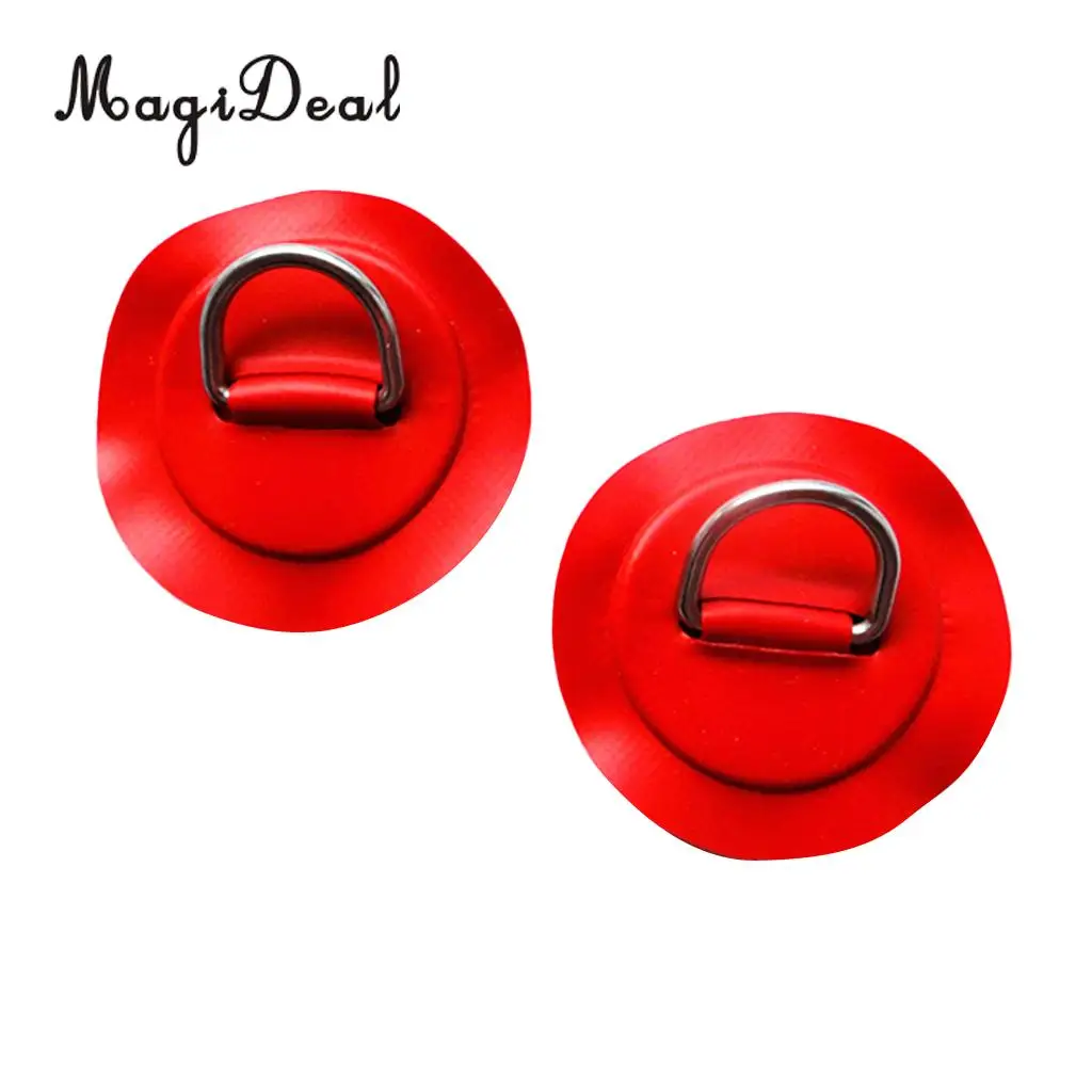 2 Pieces Red Replacement Kayak D-Ring Pad Patch for PVC Inflatable Boat Canoe SUP Surfboard Canoeing Rafting Accessories Red