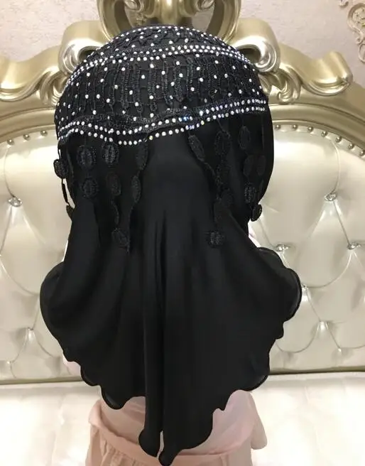 H1077 стиль хиджаб детский с кружевом на спине, смешанные цвета, быстрая