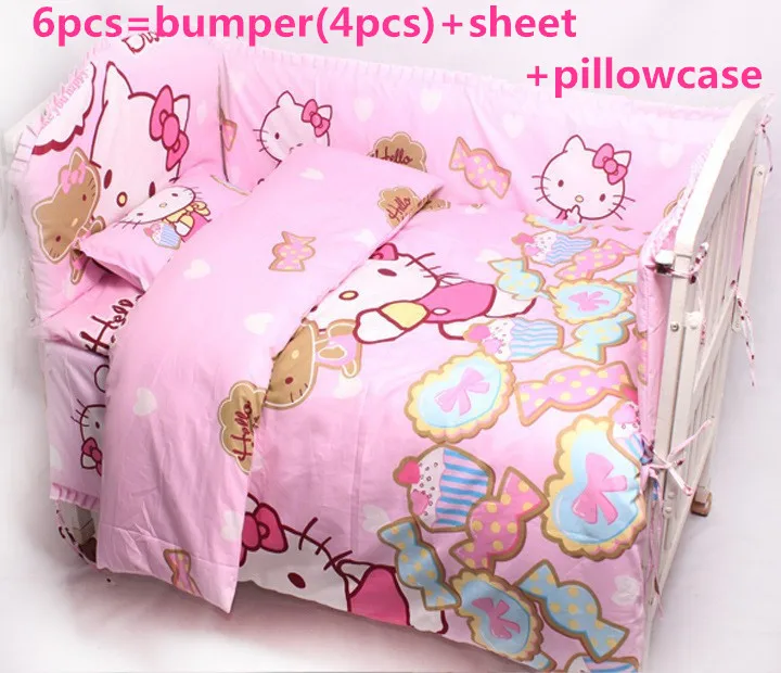 Акция! 6/7 шт. детское постельное белье постельное вокруг детскую кроватку хлопок кроватки для Детский комплект, включают(бамперы+ лист+ наволочка - Цвет: 6pcs