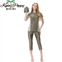 1 комплект/3 шт. мусульманские купальники для женщин хиджаб Буркини Мусульманский купальник Maillot De Bain Islamique купальники спортивная одежда Топы+ брюки+ шапочка