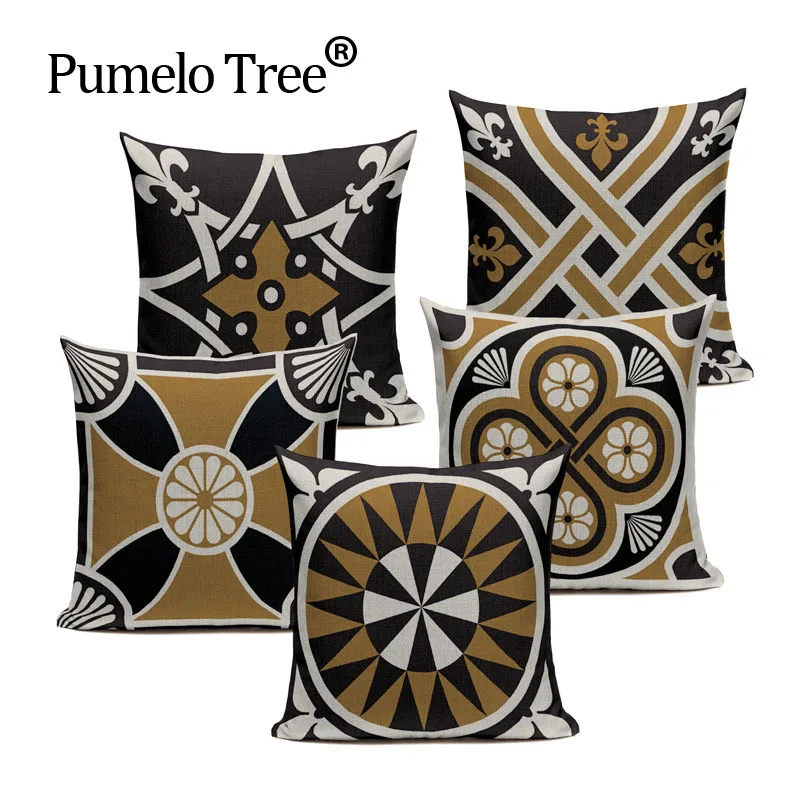 

Nordic Style Geometry Pattern Printed Throw Pillow case Linen Cotton Cushion Cover Creative decoration for Sofa Car covers