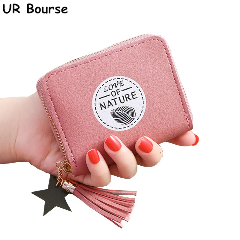 

UR BOURSE Women Short Coin Purse Multi-function Wallet Ladies Multi-card Wallet Female Zipper Pu Leather Mini Cute Card Holder