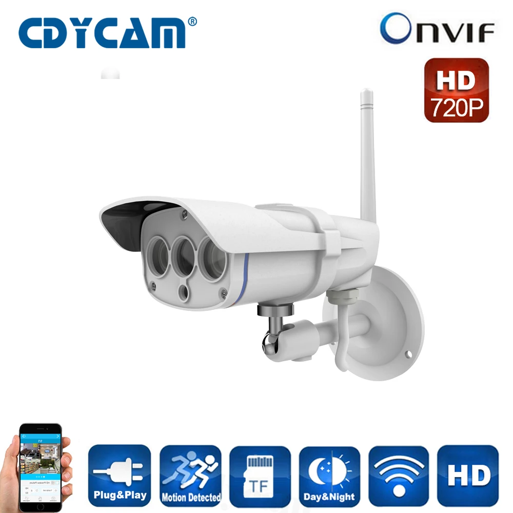 

CDYCAM C7816WIP Outdoor 1.0MP HD 720P Wifi IP Camera Waterproof IP67 Wireless IP Camera Wireless IR-Cut support 64GB SD Card