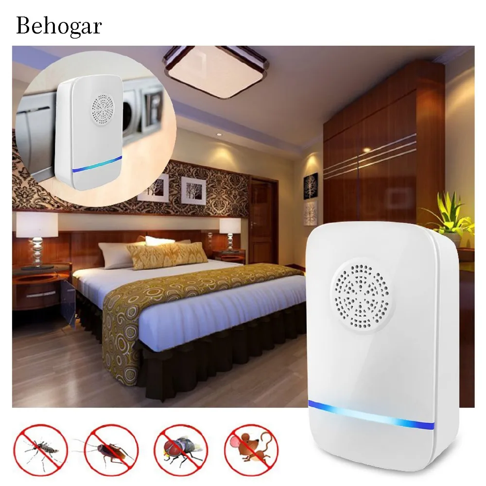 Behogar 2pcs Electronic Ultrasonic Pest Control Repeller Plug in Insect