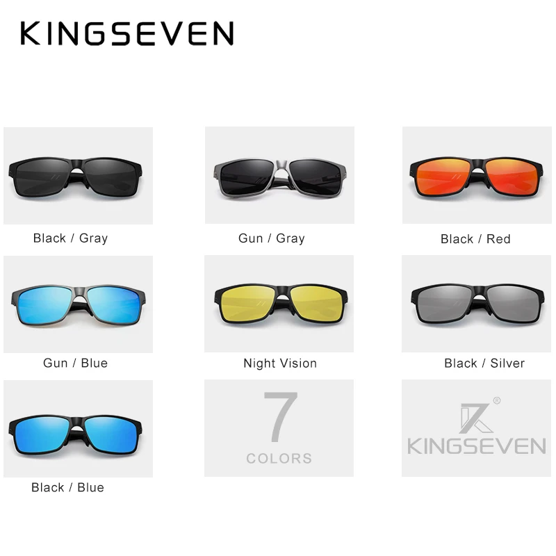 Online KINGSEVEN 2019 aluminio cuadrado hombres mujeres polarizado revestimiento espejo gafas de sol para hombres
