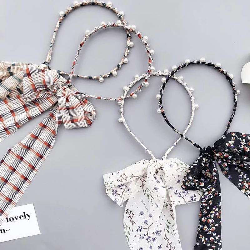 

Fashion Hair Accessories Women Floral Headbands Pearls Rhinestone Hairbands Ribbon Bowknot Leaf Plaid Turban Headdress For Girls