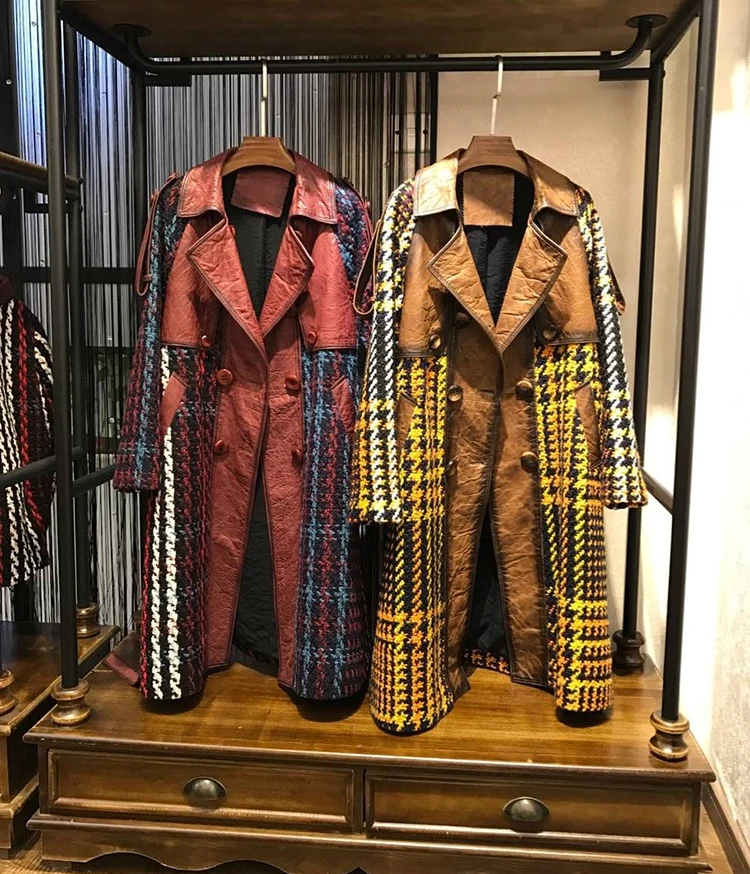 Из натуральной кожи куртка Для женщин топы Демисезонный зимняя куртка в Корейском стиле Винтаж длинное пальто женский пиджак Abrigo Mujer ZT1745