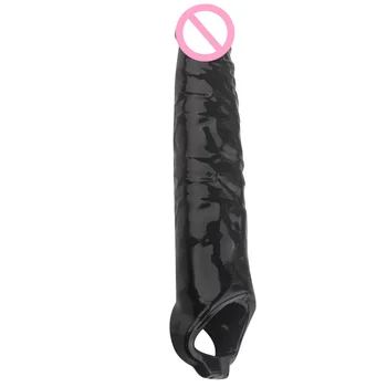 28cm Long Large Size Penis Extender Condoms Reusable Penis Sleeve Girth Impotence Dick Enlargement Sex Toys Cock Ring For Men 4