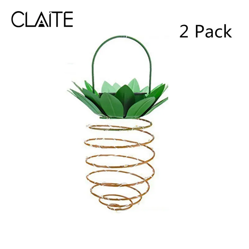 

CLAITE 2pcs Garden Solar Lights Waterproof 25 LED Pineapple Hanging Fairy Lights for Outdoor Garden Pineapple Lamp Decoration