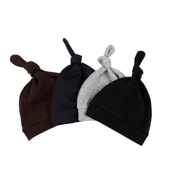 

4 Pcs Cotton Newborn Baby Hat Solid Thin Beanie Hat For Boys Cute Knot Beanie Spring Summer Newborn Girls Hat Baby Boys Clothing
