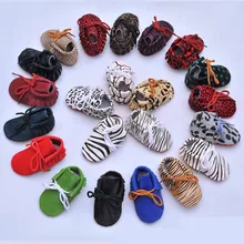 Натуральная кожа обувь для малышей на шнуровке леопардовая бахрома мягкая подошва, детские мокасины конский волос кожа печать замша детская обувь