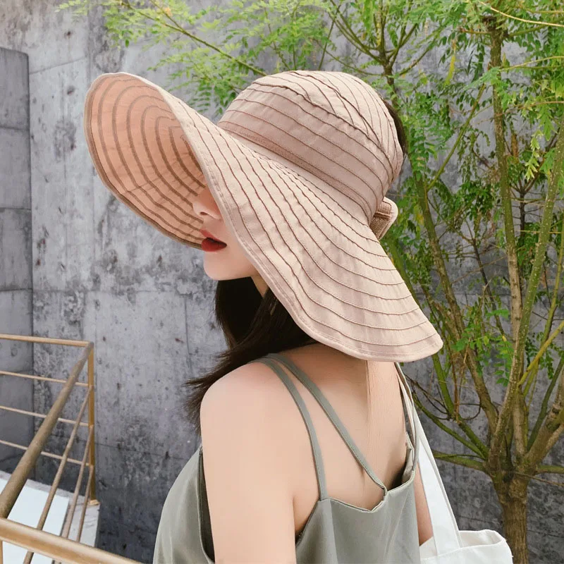 

Summer Fabric Ladies Wide brim hat Decoration Sun Hat Women Sun Bonnet