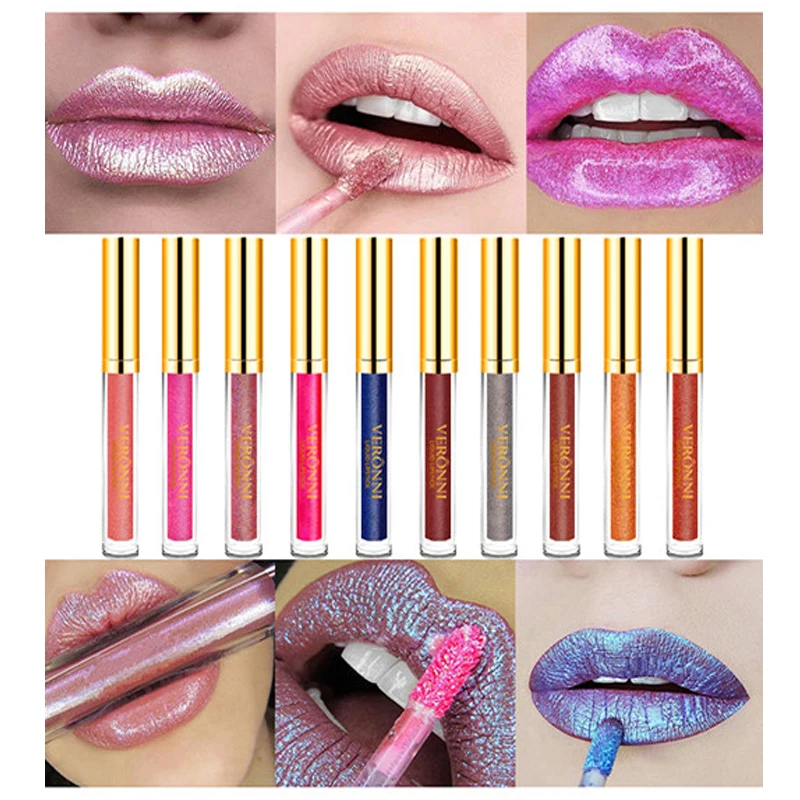 

VERONNI 10 Color Lip Gloss Waterproof Batom Matte Liquid Lipstick Long Lasting Beauty Cosmetic Glitter Lip Stick Tint Lip kit