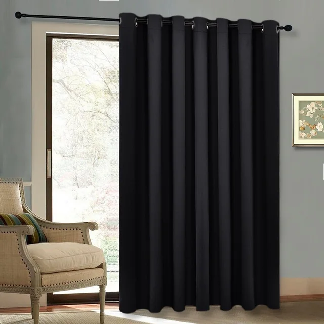 Home Decoration Autumn Winter Grommet Top Thermal Insulated Extra Home Decoration Autumn Winter Grommet Top Thermal Insulated Extra Wide Solid Blackout Curtain Drape