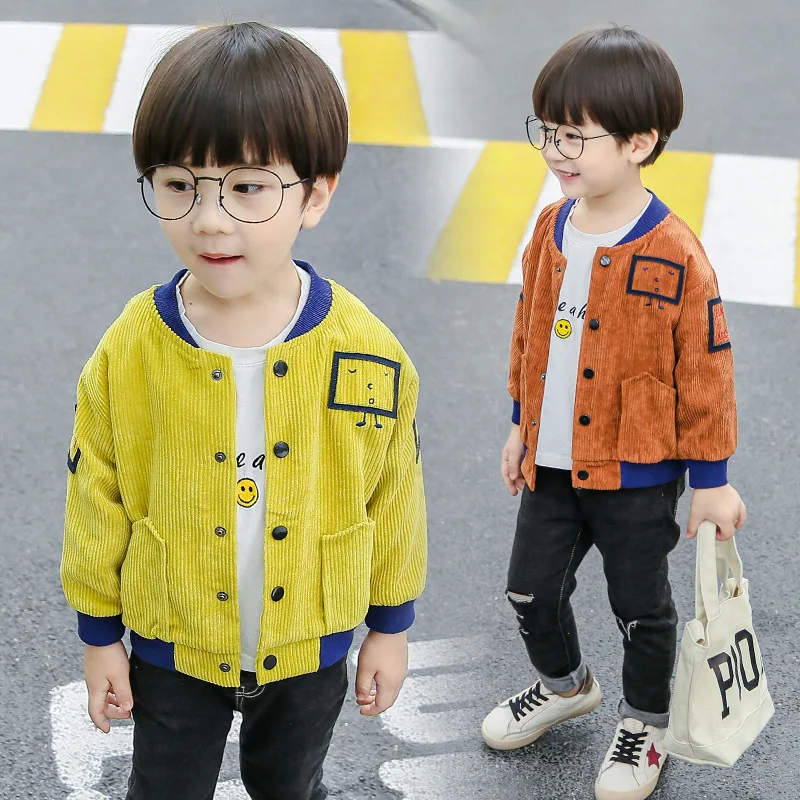 

Anlencool 2019 spring new children's corduroy jacket male baby corduroy baseball collar Coat Fashion children 2-7 years clothing