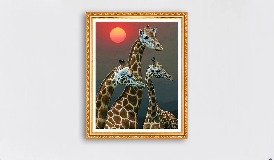 ARMYQZ Diy глянцевые краски на холсте 3d Алмазная картина крестиком набор жираф вышивка бисером, животное картина