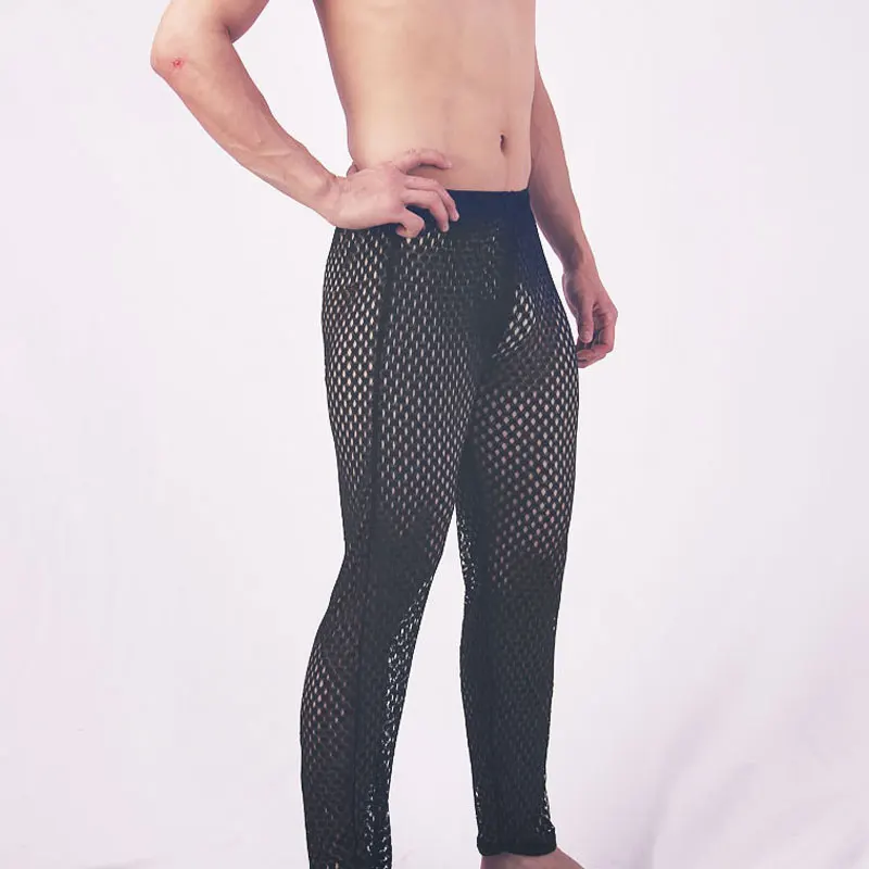 Men's Sexy Mesh Sheer Lounge Pants Sexy Long Pants Hollow Out Casual Trousers Soft Sleep Bottom Wear Homewear Pants F27 Men's Sexy Mesh Sheer Lounge Pants Sexy Long Pants Hollow Out Casual Trousers Soft Sleep Bottom Wear Homewear Pants F27