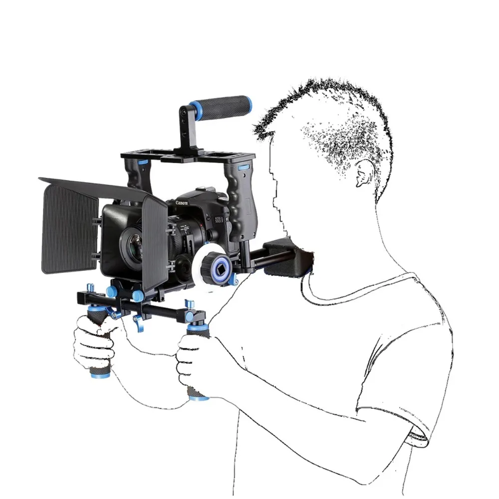 Профессиональный 5 in1 DSLR комплект снаряжения плеча стабилизатор видеокамеры опорная клетка/киносъемки с непрерывным
