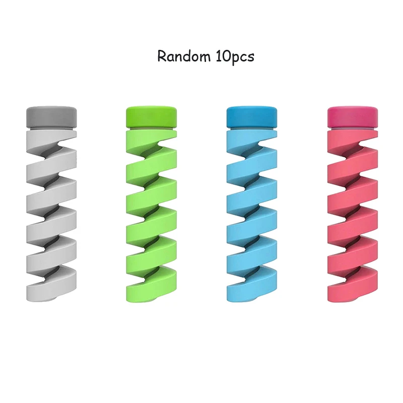 10 шт. кабель протектор катушки намотки данных линии чехол Веревка Защита пружина шпагат для IPhone Android USB наушники крышка Настольный набор - Цвет: random 10 pcs