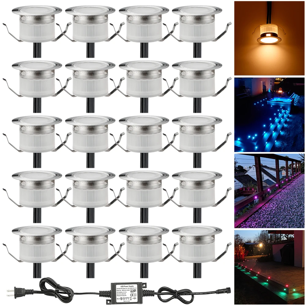 20pcs/Lot 31mm LED Decking Stair Step Light Garden Yard Patio Terrace Waterproof Lanscape Inground Paver Lighting Spot 12V IP67
