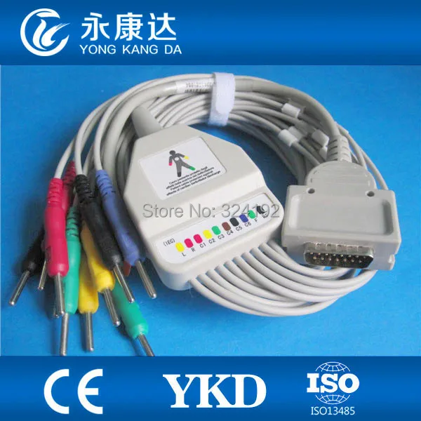 2 шт./упак. Бердик EK-10 one piece ЭКГ кабель с проводам. Проводник ASTM 3,0 никакого сопротивления, медицинские принадлежности