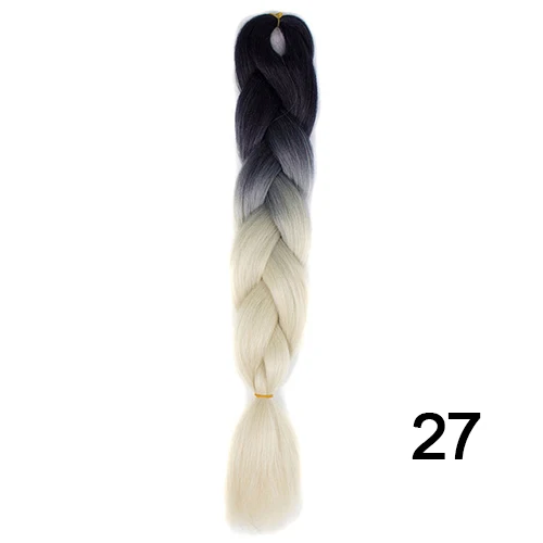 Шелковистые пряди, 24 дюйма, 100 г, Омбре, синтетические плетеные волосы для наращивания, для вязания крючком, косички, огромные косички, два тона, Омбре, цвет - Цвет: 27