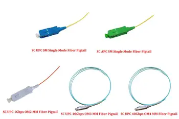 

100 Pieces 1.0 Meter SC UPC/APC Fiber Pigtail SM Single Mode MM OM1/OM2/OM3/OM4 Multi Mode 1Gbps OM2/10Gbps OM3/ 40Gbps OM4