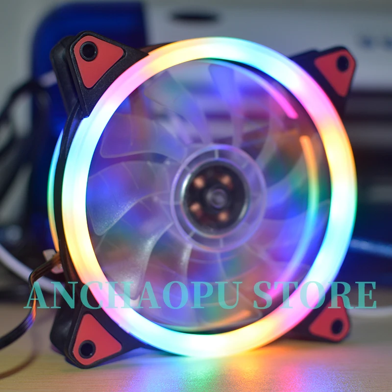 12 см 120 мм вентилятор охлаждения ANCHAOPU 120x120x25 DC12V 0.10A 3 линии RGB цветной светодиодный