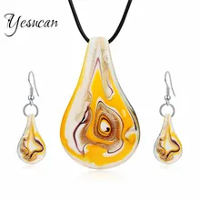 Yesucan, Модные женские ювелирные наборы, новинка, подвеска в виде капли воды, ожерелье, Хрустальные стеклянные серьги-подвески, набор, цепочка, ожерелье для женщин