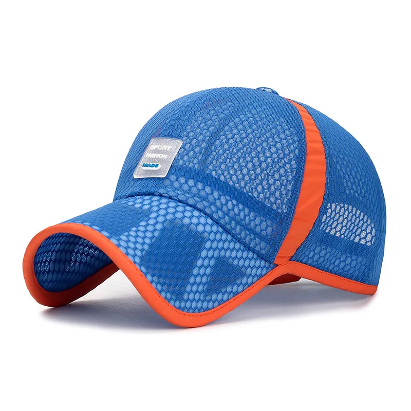 Дышащие отверстие сетки кепки s Открытый летний лагерь бейсболка с солнцезащитным козырьком бейсболка с возможностью регулировки размера шапки для детей мальчиков и девочек - Цвет: SkyBlue