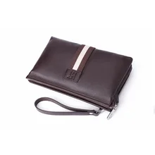 New Men Genuine Leather Zipper Wallet Long Change Purse Cowhide Clutch Bag