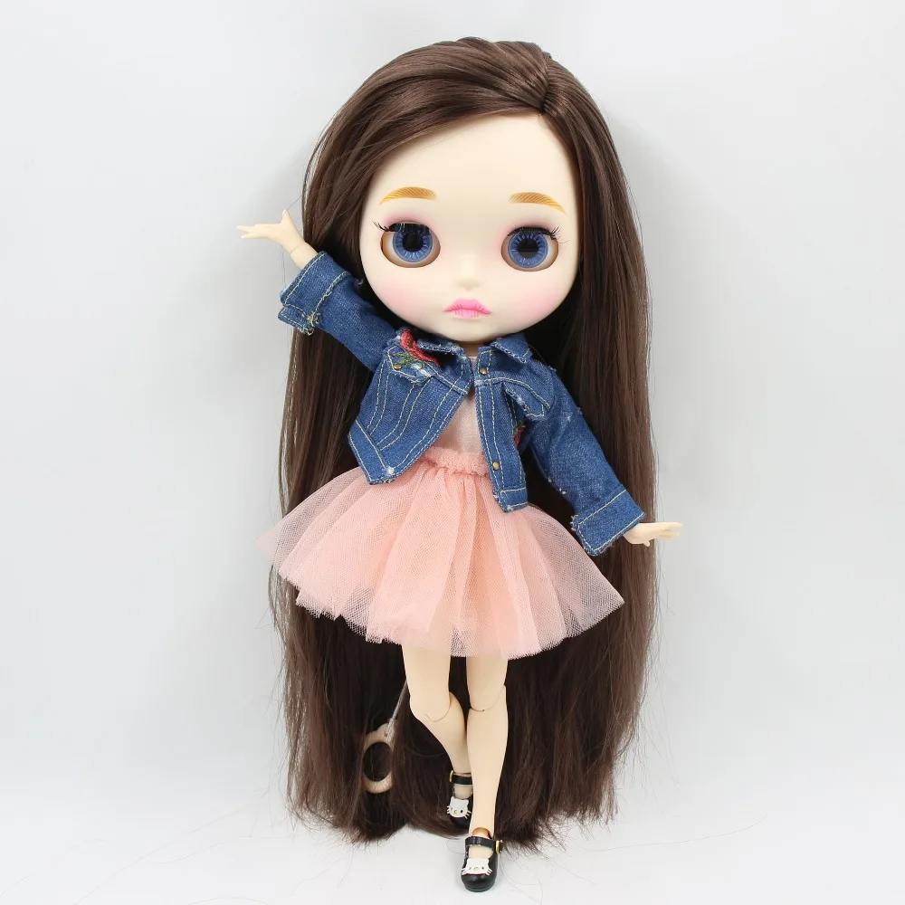 ICY DBS Blyth Doll 1/6 bjd toy dark skin white skin long straight deep brown hair 6