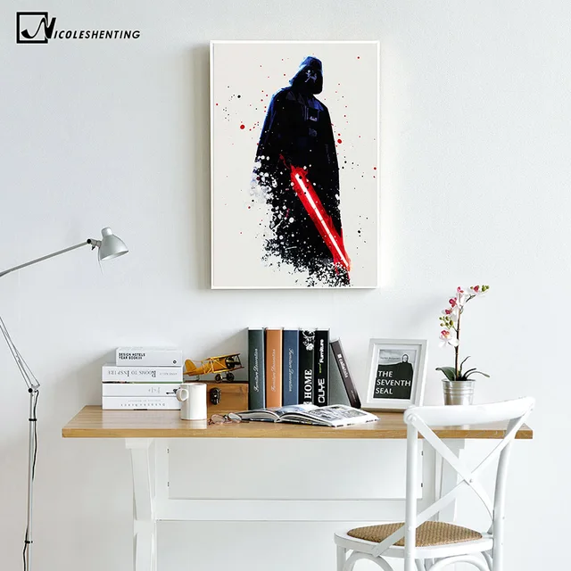 Watercolor Darth Vader Minimalist Canvas Poster Painting Star Wars Movie Picture Print Room Decoration Modern Home Decor