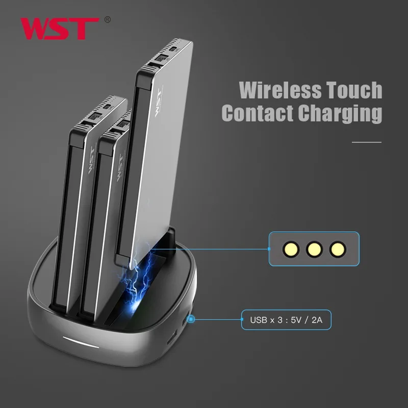  WST Portable Charger Station for Family Public Business 3PCS 8000mAh Power Bank with Built in Charg
