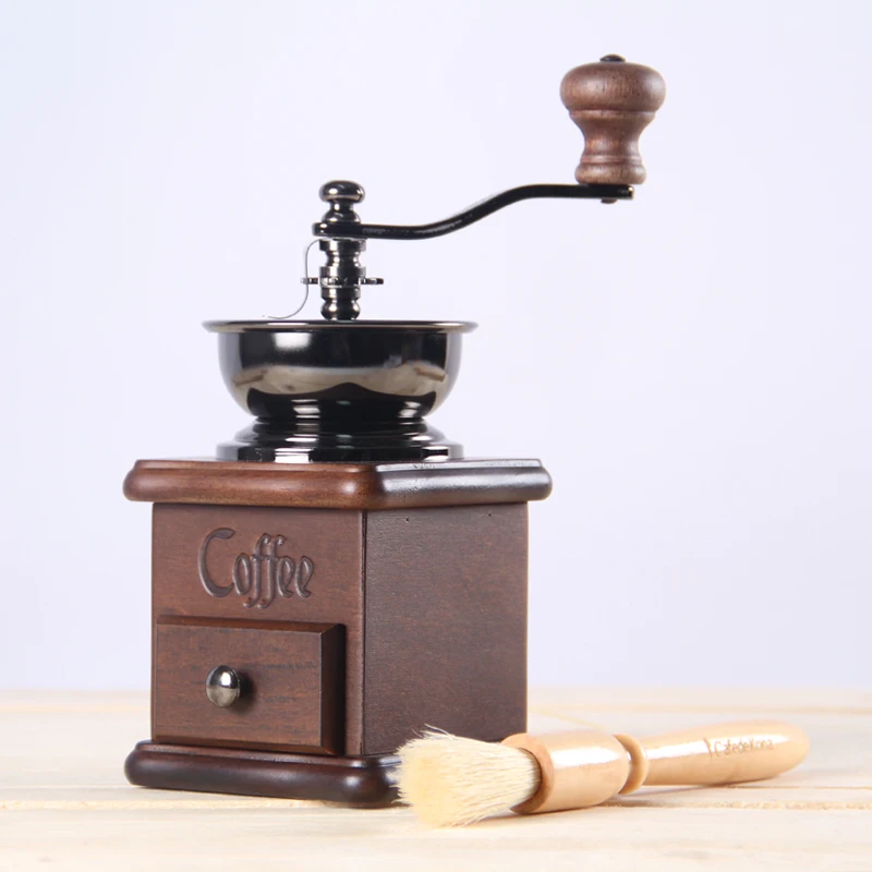 Manual Coffee Grinder Solid Wood Base Coffee Tools Home Decorations