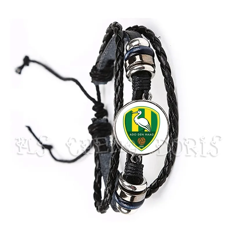 

Dutch Eredivisie Adjustable Football Sport Teams Ajax Feyenoord Paracord Survival Bracelet Black Leather Bangle For Men Women