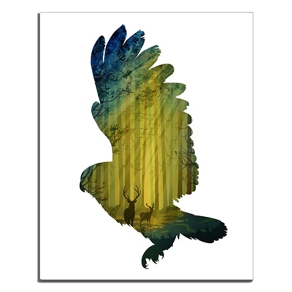 Modern Home Art Decor Flying Owl Bird Oil Painting Picture Printed on Canvas