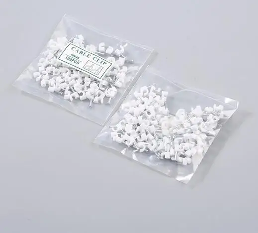 

100PCS/bag 4MM cable clips cable nail wire clips 4mm cable clips Square white