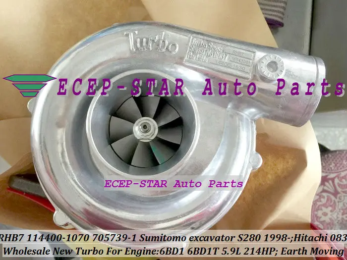 RHB7 114400-1070 705739-5001S Turbo Turbocharger For Sumitomo excavator S280 1998- Earth Moving 6BD1 6BD1T 5.9L 214HP (4)