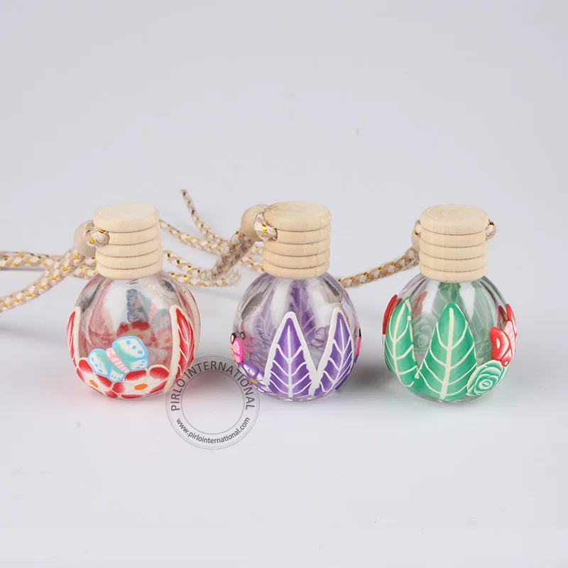 

New Arrival 15ml Clear Glass Perfume Bottle With Rope 1/2oz Flower And Butterfly Design Perfume Bottles Multi-color Randomly