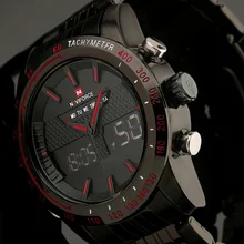 2016 nuevos hombres relojes acero lleno Men de reloj de cuarzo horas analógico Digital reloj LED reloj de los deportes militares