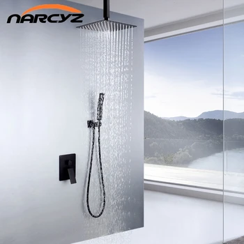

Bathroom shower set Square Concealed Matte Black shower set Ceiling into the wall 8/10/12 inch Top spray shower Faucet XT408