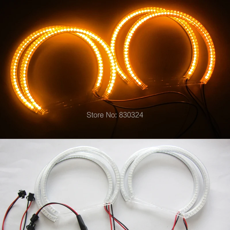 

4X131MM SMD LED Angel Eye Halo Ring DRL Light for BMW E46 E39 E38 E36 Yellow Orange amber