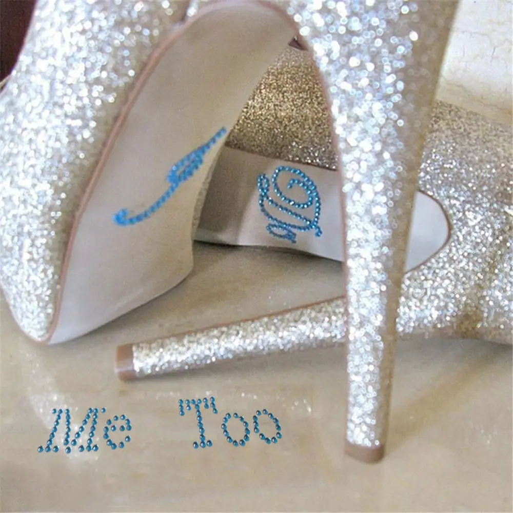 I Do Me Too Bridal Groom Shoe Sticker White Clear Rhinestone Wedding Decor 1 Set