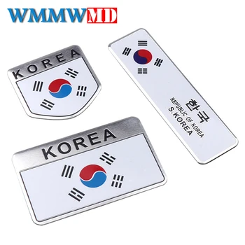 

3D Aluminum Alloy ASIA KOREA National Flag Car Sticker Automobile Motorcycle Exterior Decorating Accessories for Hyundai Kia BMW