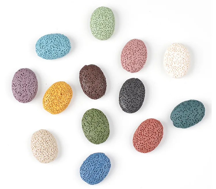 

Oval Colorful Round Lava Stone Bead For DIY Essential Oil Diffuser Necklace Earrings Making Jewelry